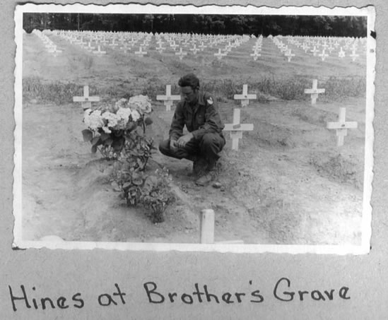 Hines at brother's grave